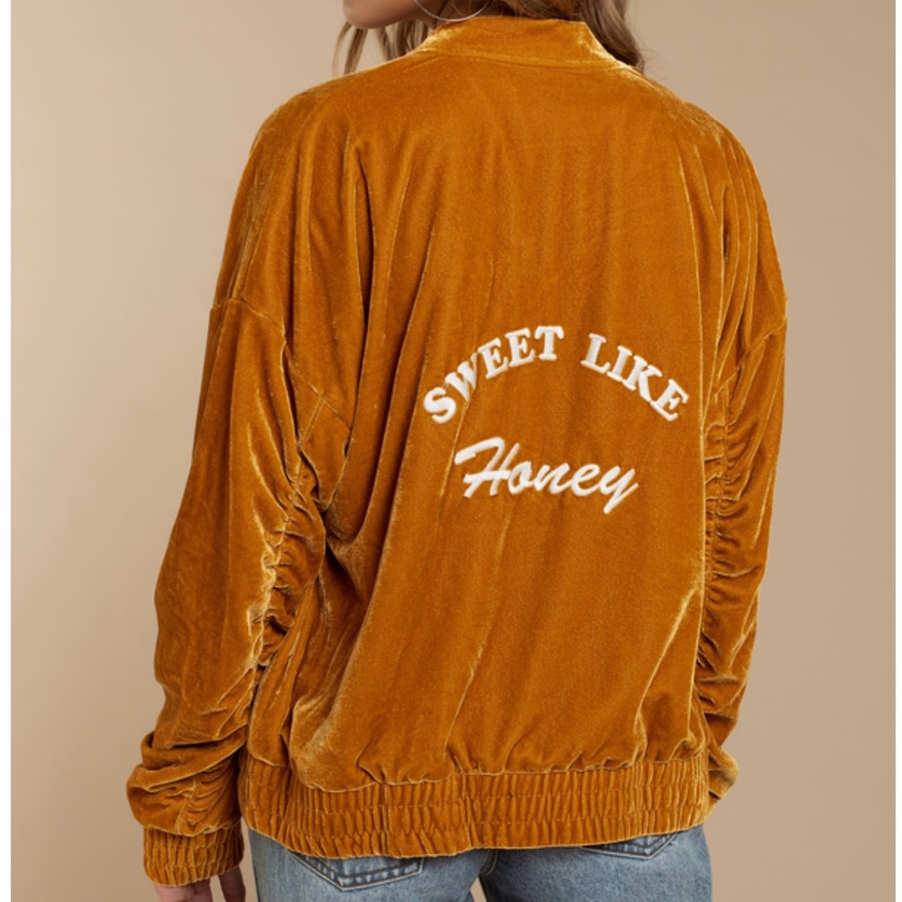Honey Punch Velvet Bomber Jacket - Picture 1 of 7